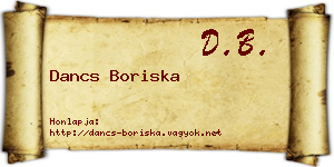 Dancs Boriska névjegykártya